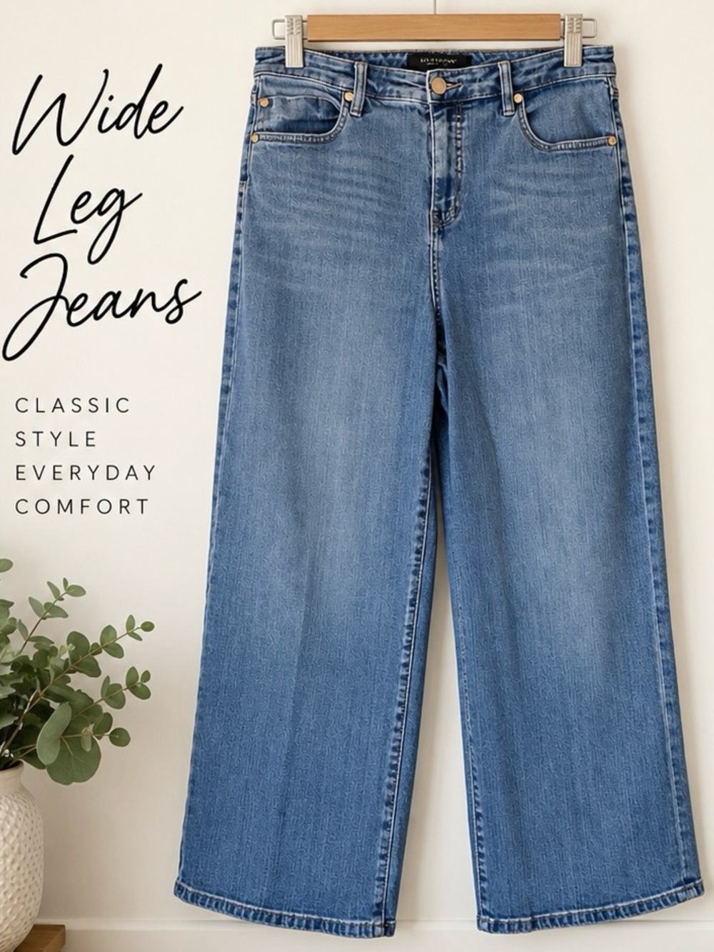LIVERPOOL LOS ANGELES WIDE LEG CROP MEDIUM WASH JEANS (10/30)